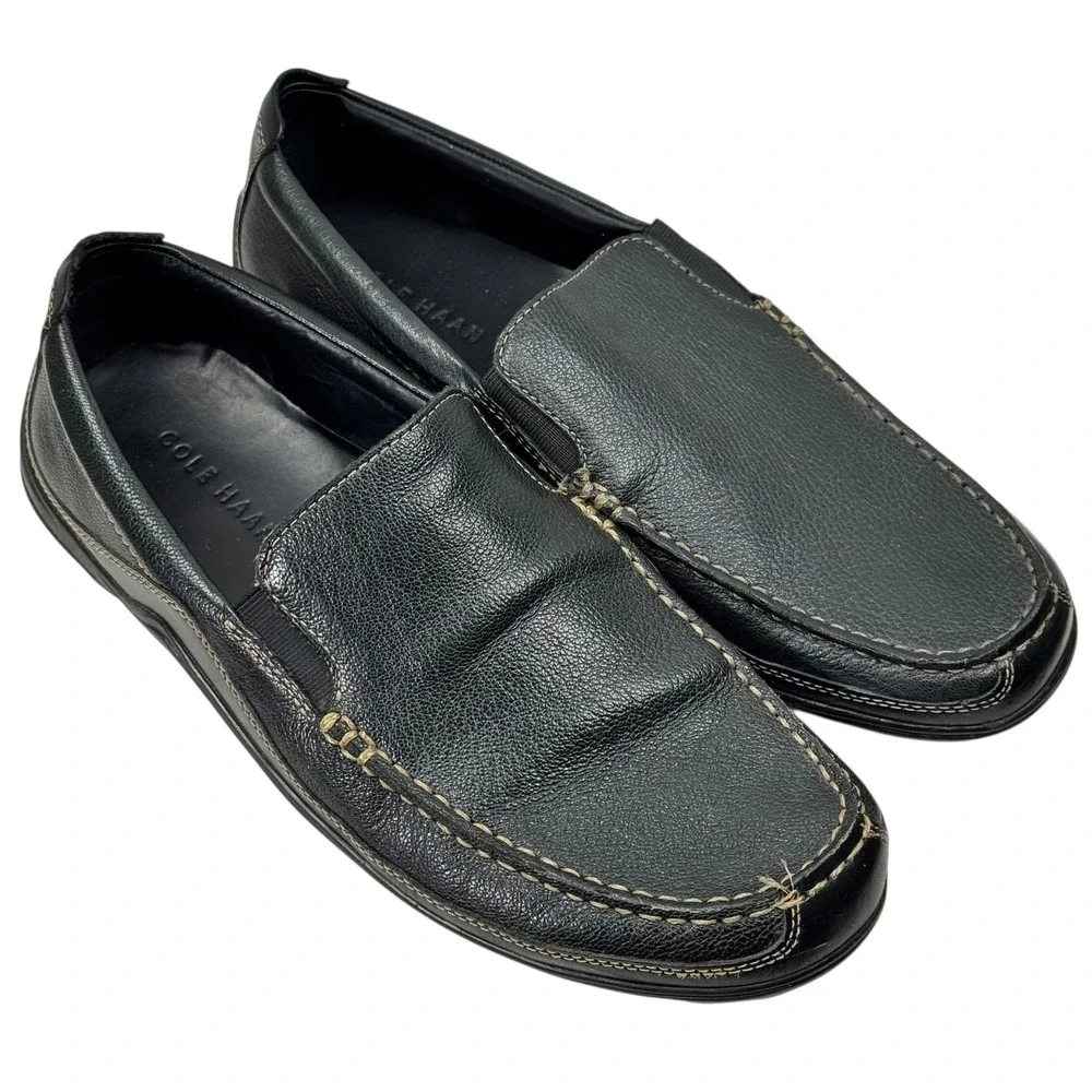 Cole Haan Driving Loafer Shoes Mens Size 10W Black‎ Leather Slip On Style C03557